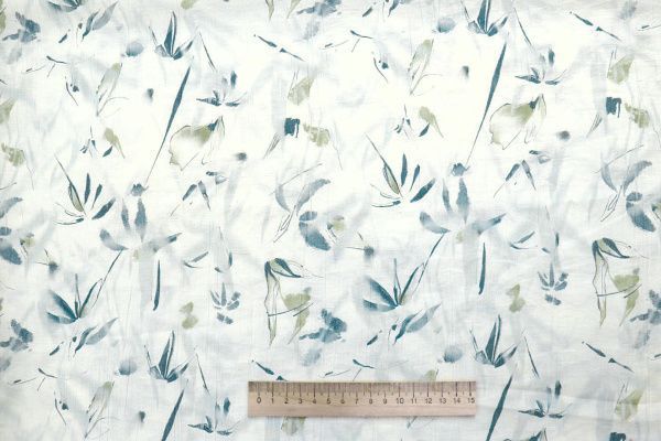 Вуаль "Медея" принт/цветы фисташково-сизые на белом 12521/D#5/C#3