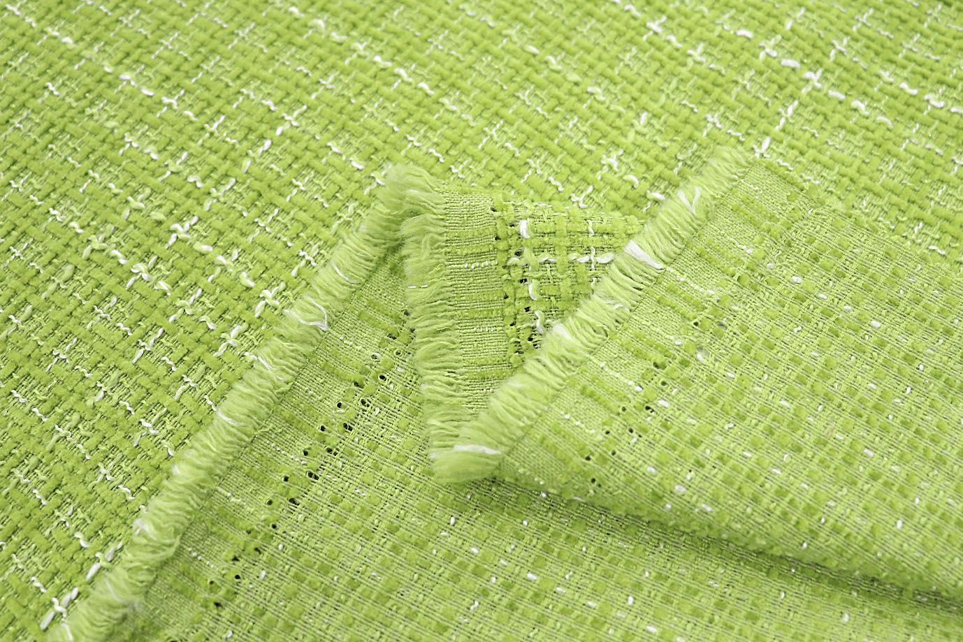 Костюмная ткань "Шанель" с люрексом/зеленый AP230226023/D#777-73-82107/C#12