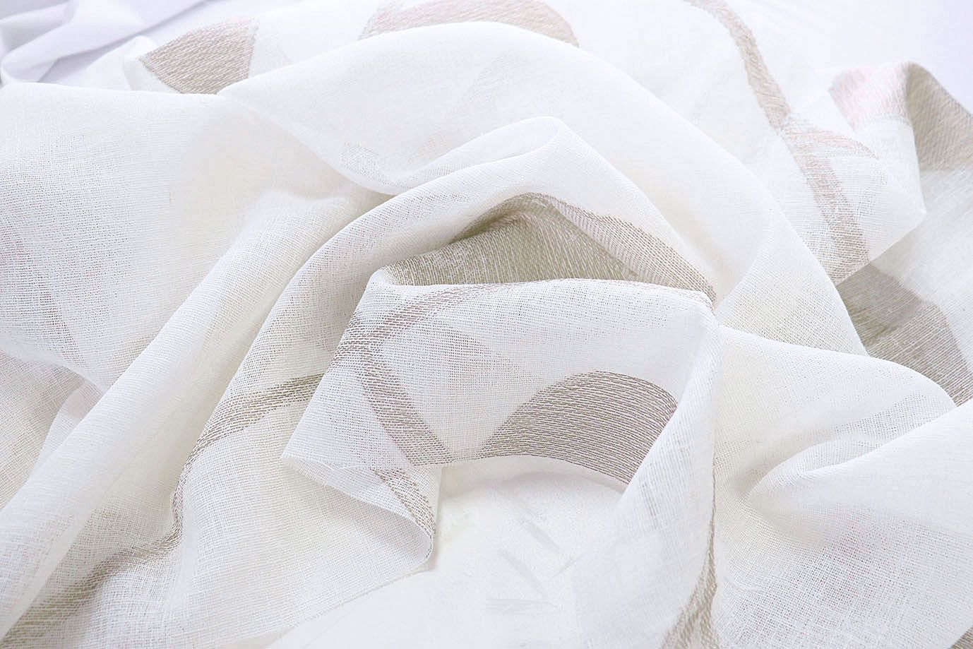 Тюль принт/коричневый на белом 1520-16/C#Taupe