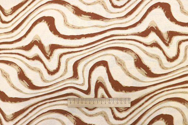 Лен принт/коричнево-бежевый на молочном 3852-PY/D#4/C#1