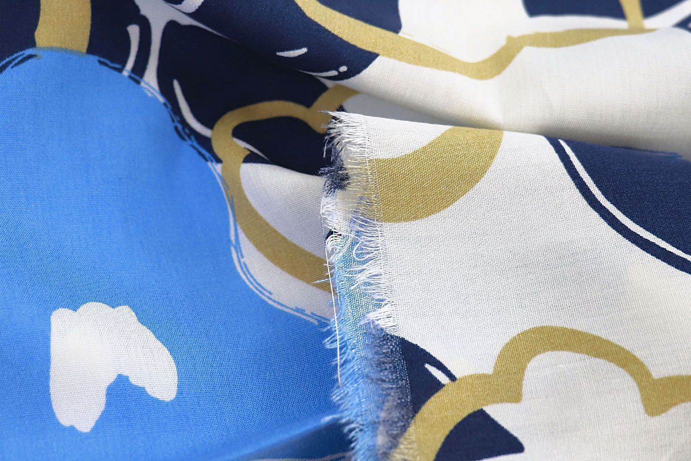 Штапель принт/сине-горчичный на белом 1382-PY/D#16/C#7