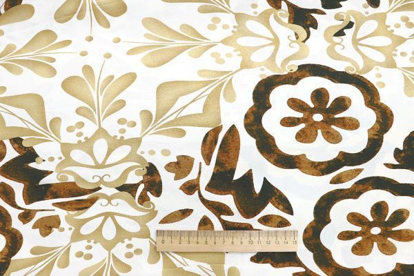 Штапель принт/узор бежево-коричневый на белом 3858-PY/D#20/C#1