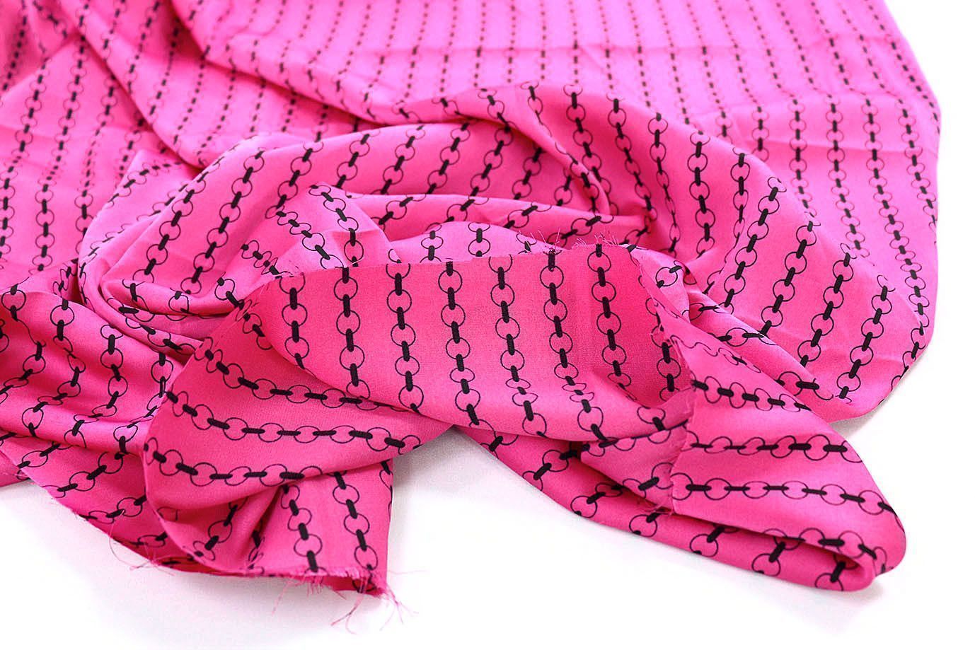 Сатин "Армани" принт/цепи черные на розовом 3588-PY/D#14/C#5