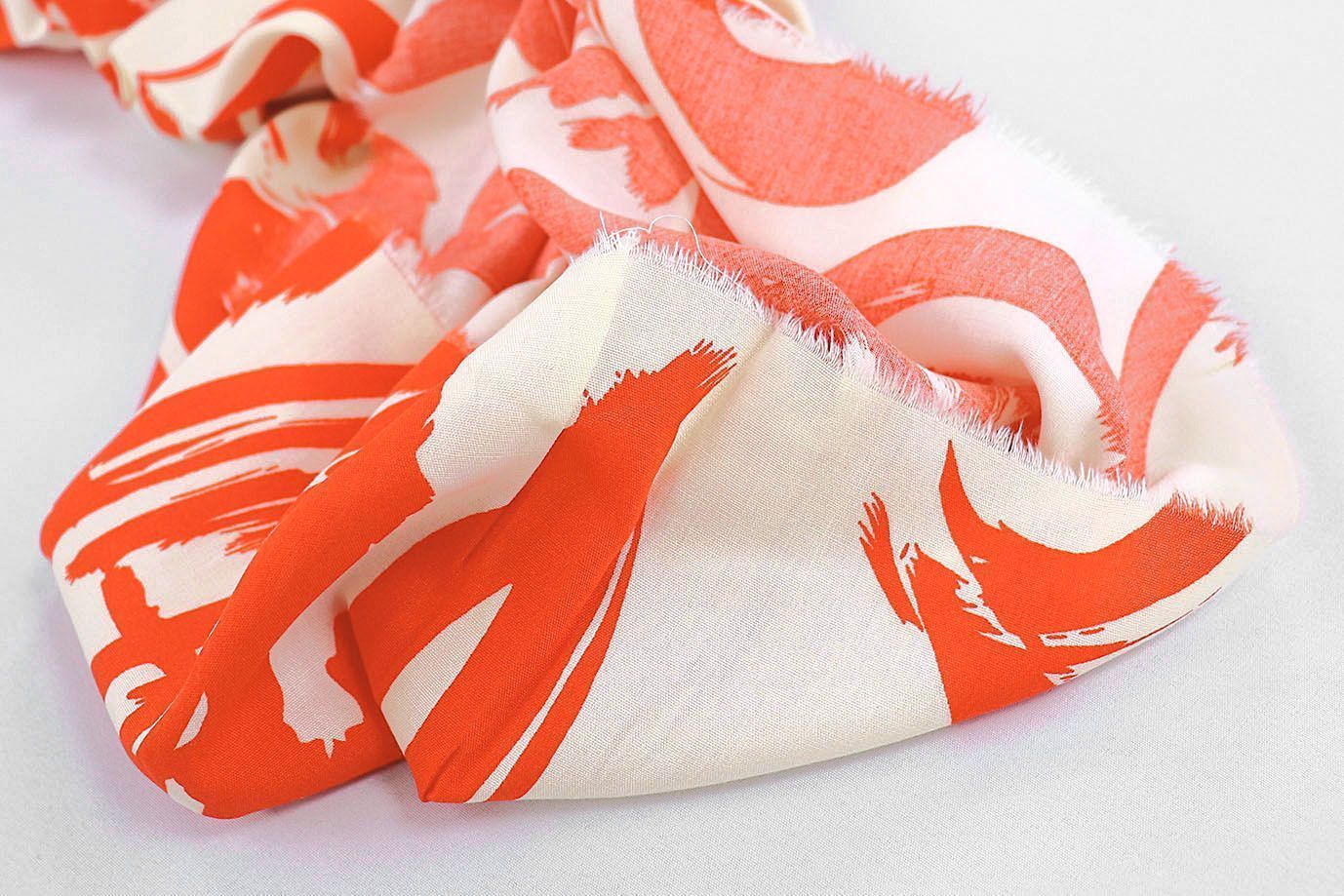 Штапель принт/оранжево-молочный 1374-PY/D#17/C#7