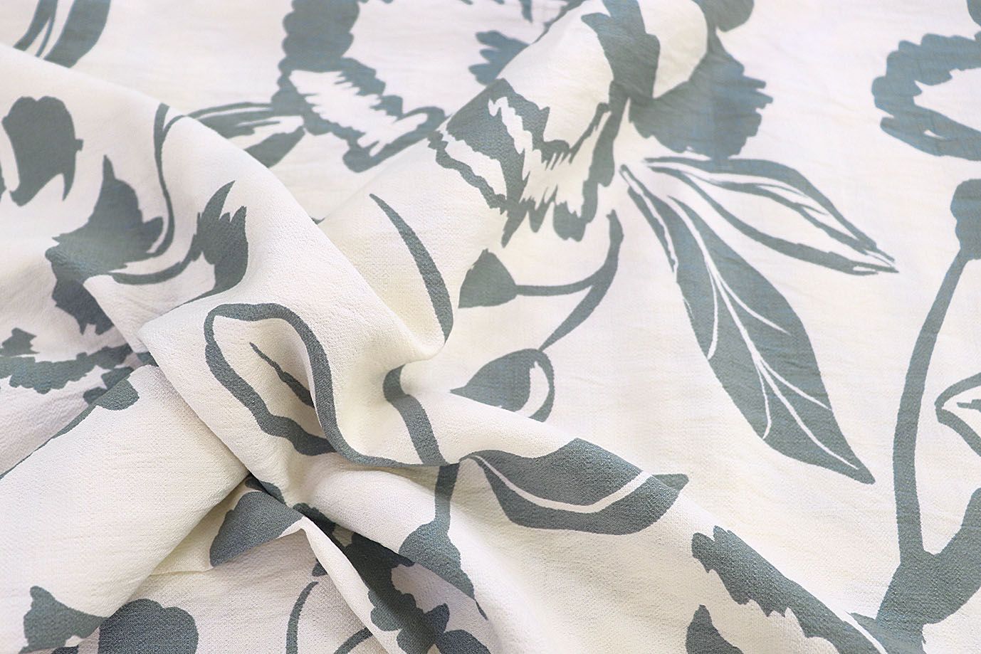 Лен БОХО принт/цветы серо-зеленые на молочном 3857-PY/D#10/C#1 (11976)