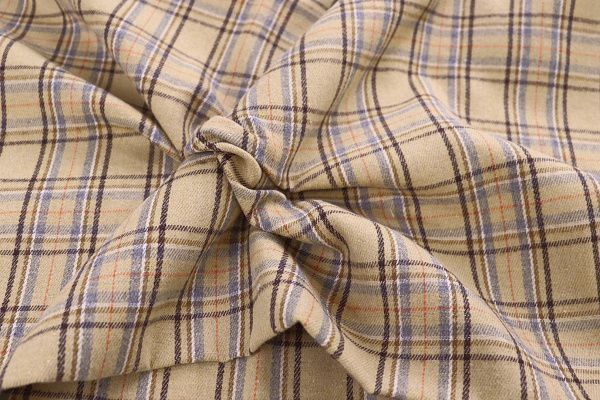 Рубашечная ткань принт/клетка серая на желтом 1418-PY/D#10/C#2