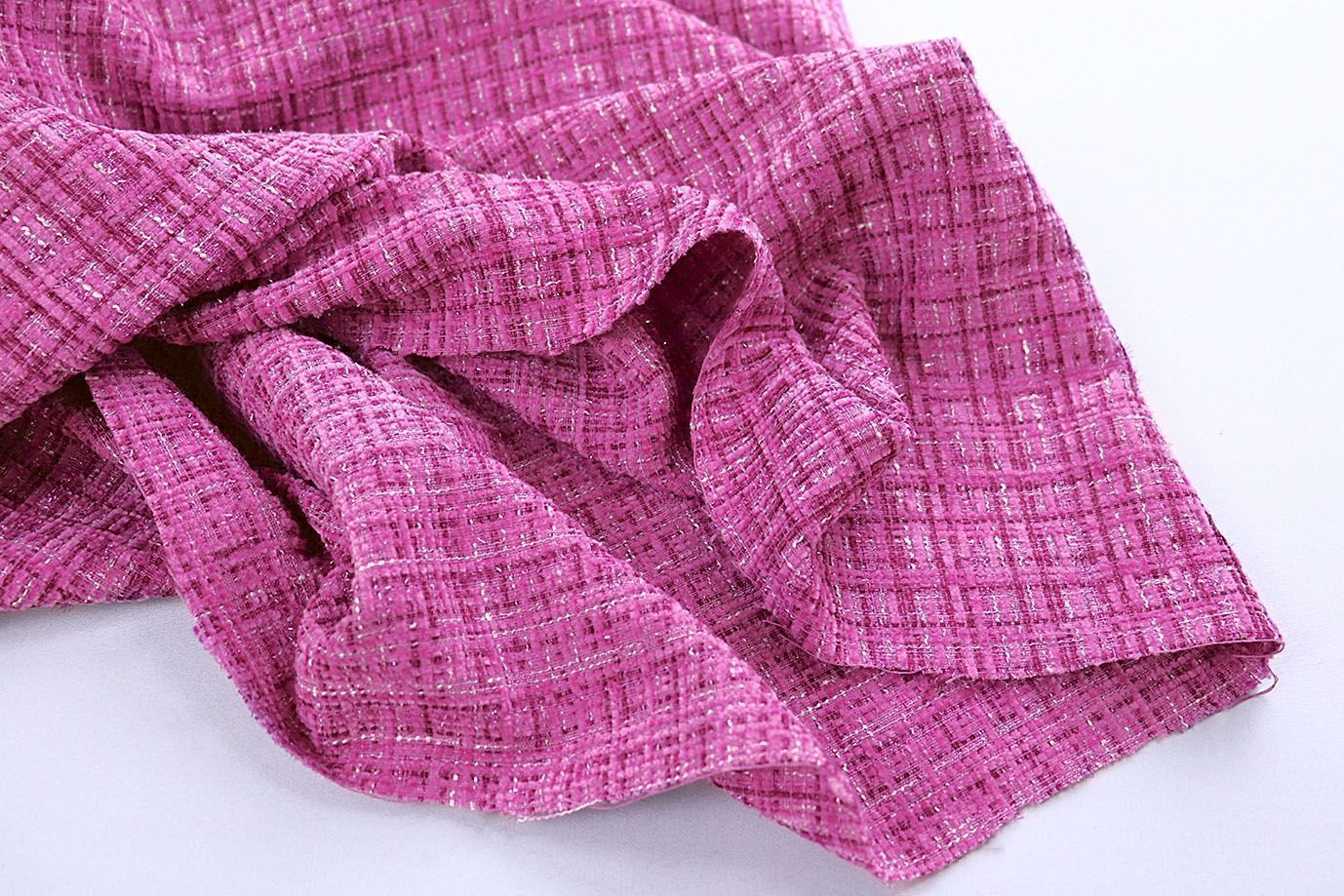 Пальтовая ткань "Шанель" принт/клетка малиновая 1361-6536/C#27 (50311)