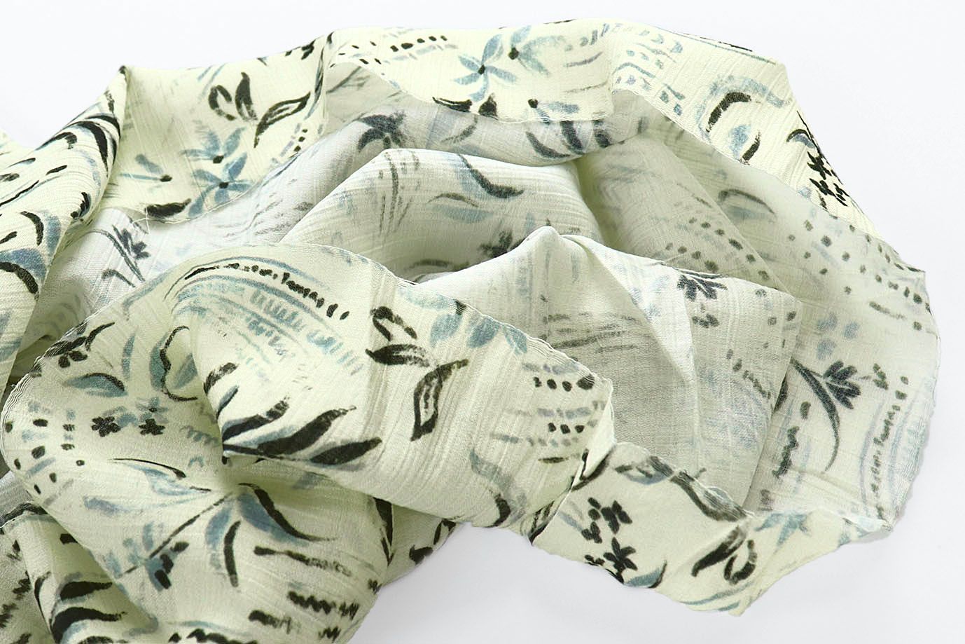 Лен "Медея" принт/цветы болотно-голубые на молочном 4097-PY/D#2/C#1