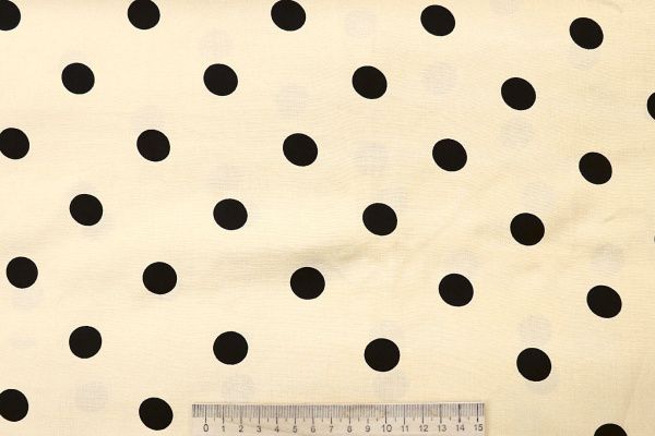 Штапель принт/горох черный на кремовом 4203-PY/D#105/C#1