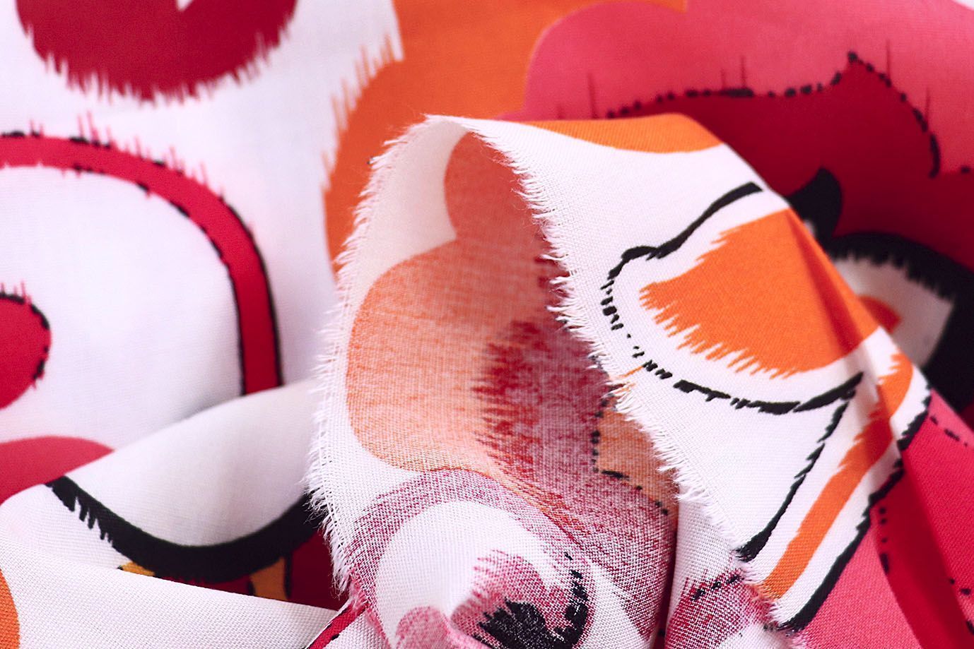 Штапель принт/красно-оранжевый на белом 1382-PY/D#6/C#2