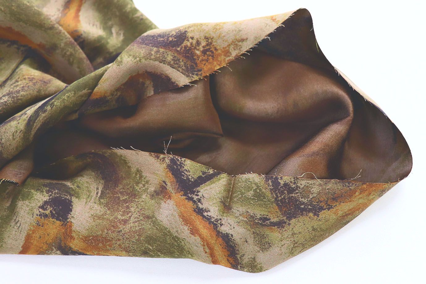 Сатин "Морокко" принт/зелено-оранжевый на бежевом 3888-PY/D#6/C#2