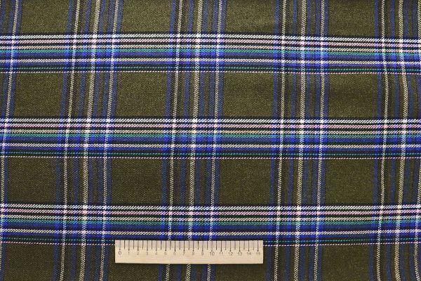 Пальтовая ткань принт/клетка зелено-синяя 826-2908/C#6