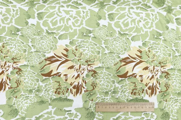 Лен БОХО принт/желто-зеленый на белом 3810-PY/D#1/C#1