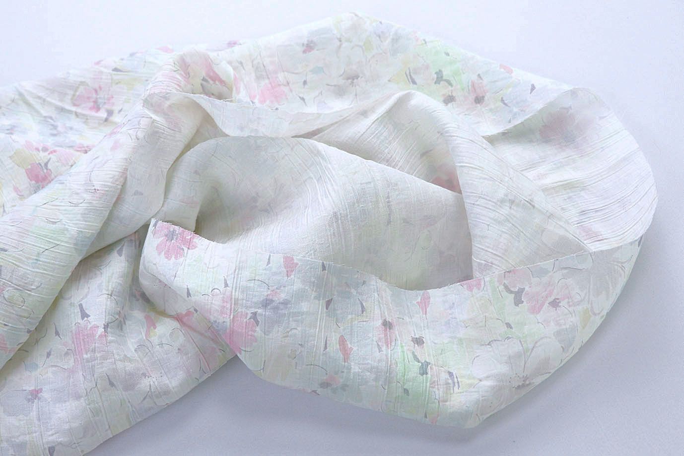 Лен "Медея" принт/цветы сине-розовые на белом 4098-PY/D#3/C#1