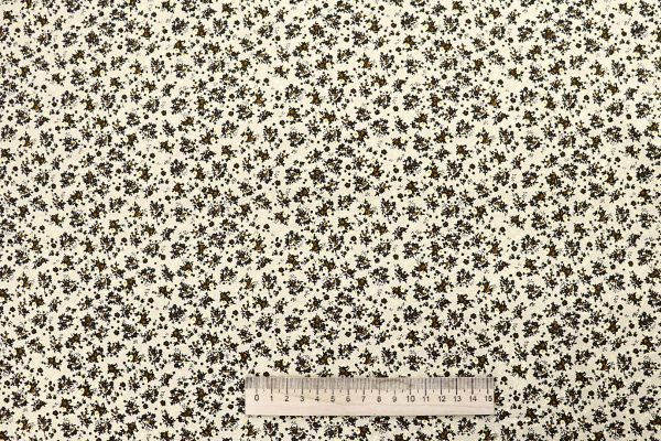 Штапель принт/цветы оранжево-черные на сером 1443-PY/D#8/C#4