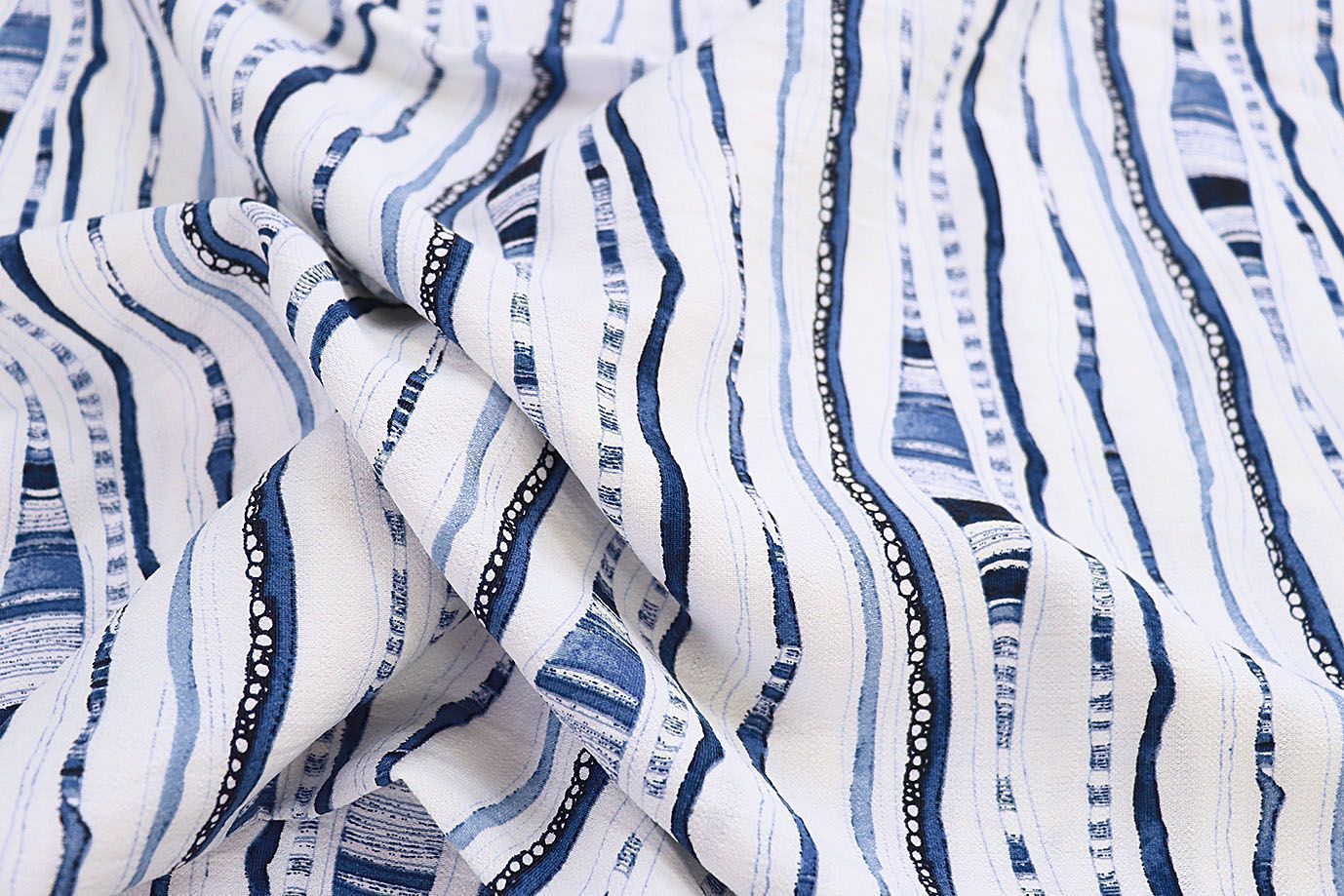 Лен БОХО принт/синий на белом 3857-PY/D#11/C#1