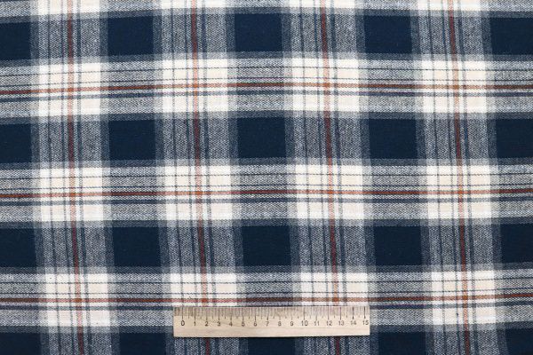 Рубашечная ткань/клетка бежево-красная на синем AP6032313/D#1681-6323/C#F800-634-5