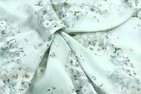 Штапель принт/цветы белые на зеленом 4244-PY/D#4/C#1