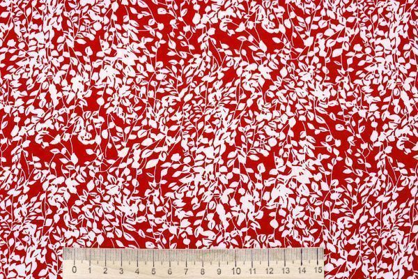 Штапель принт/цветы белые на красном 4203-PY/D#81/C#2