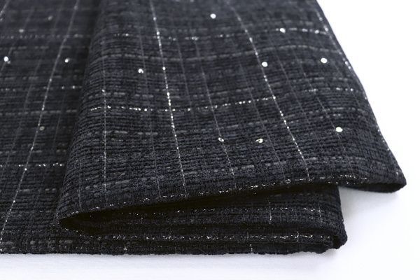 Костюмная ткань "Шанель" с пайетками/черный AP50613/D#1361-8136/C#18
