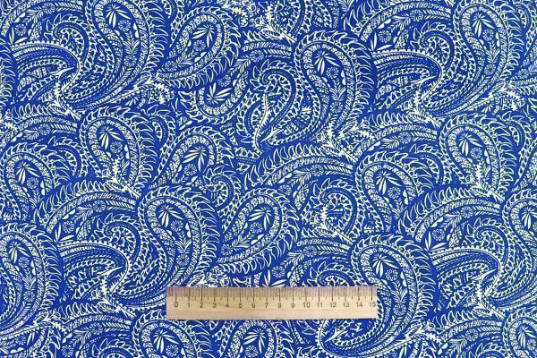 Штапель принт/узор белый на синем 1374-PY/D#26/C#6