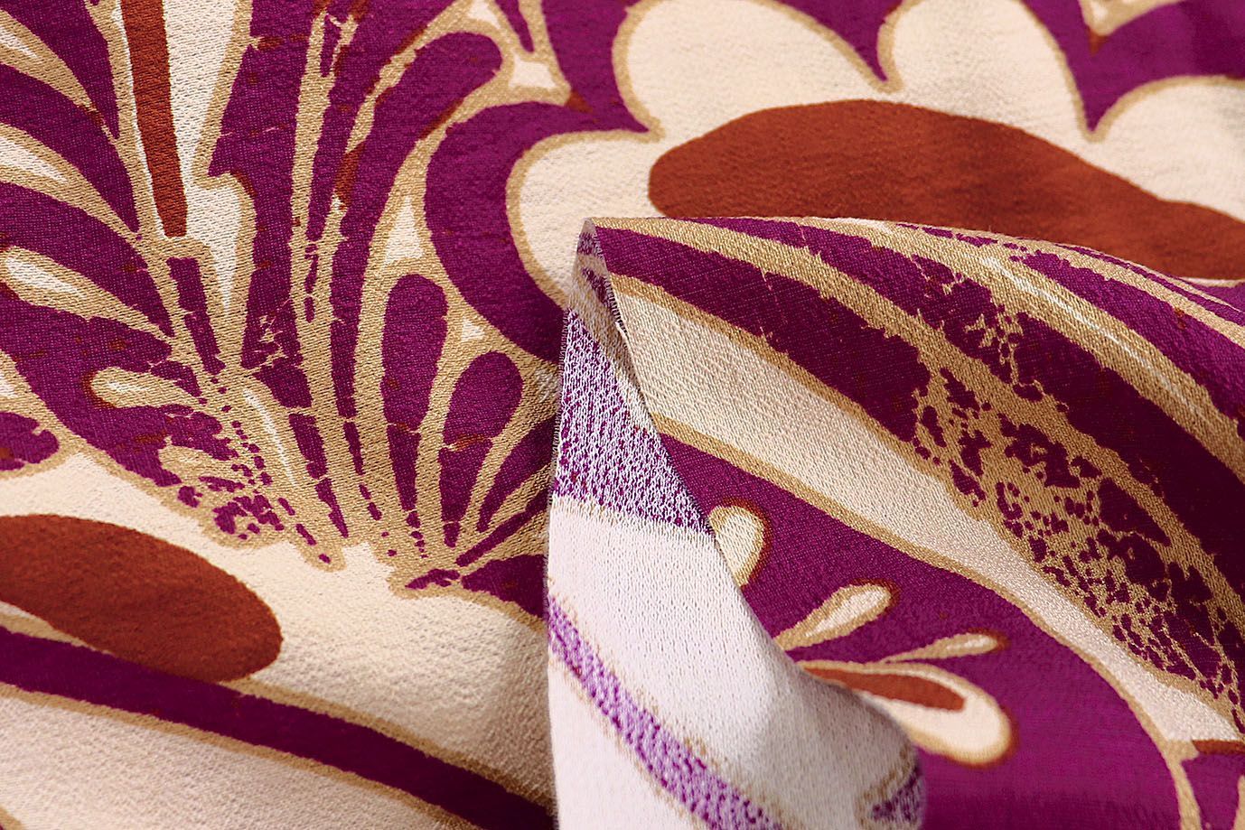 Лен БОХО принт/фиолетово-коричневый на бежевом 3810-PY/D#7/C#2