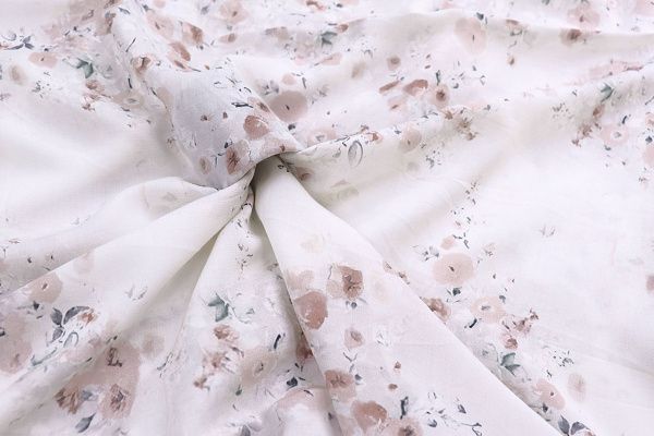 Штапель принт/цветы розовые на молочном 4244-PY/D#4/C#4