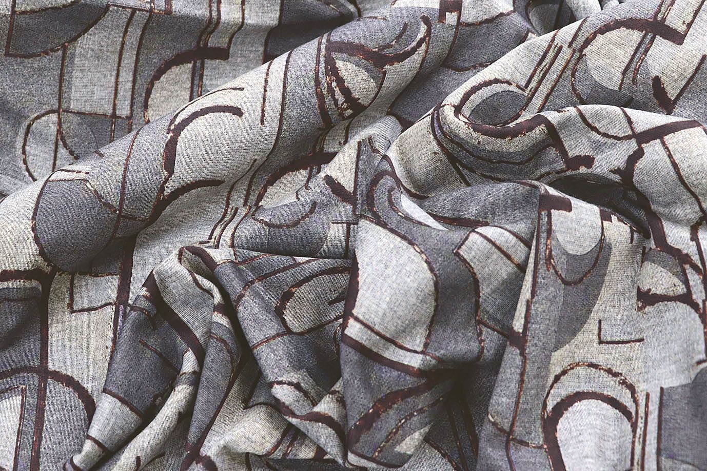 Трикотаж "Модал" принт/серо-коричневый на бежевом 1419-PY/D#1/C#1