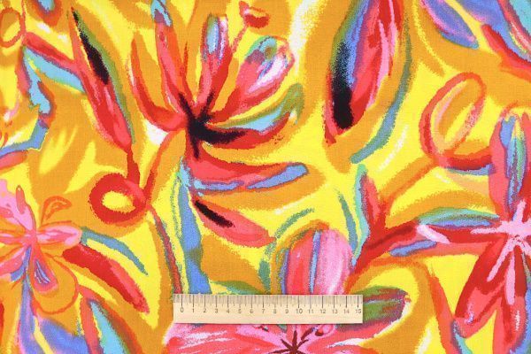 Штапель принт/цветы на желтом 1374-PY/D#1/C#2