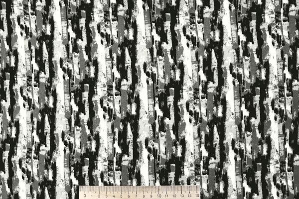 Штапель принт/черно-серый на молочном 4203-PY/D#13/C#3