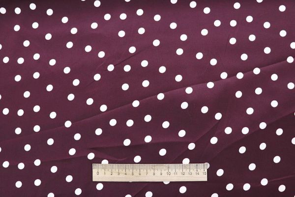 Сатин "Армани" принт/горох белый на бордовом 4184-PY/D#1/C#2