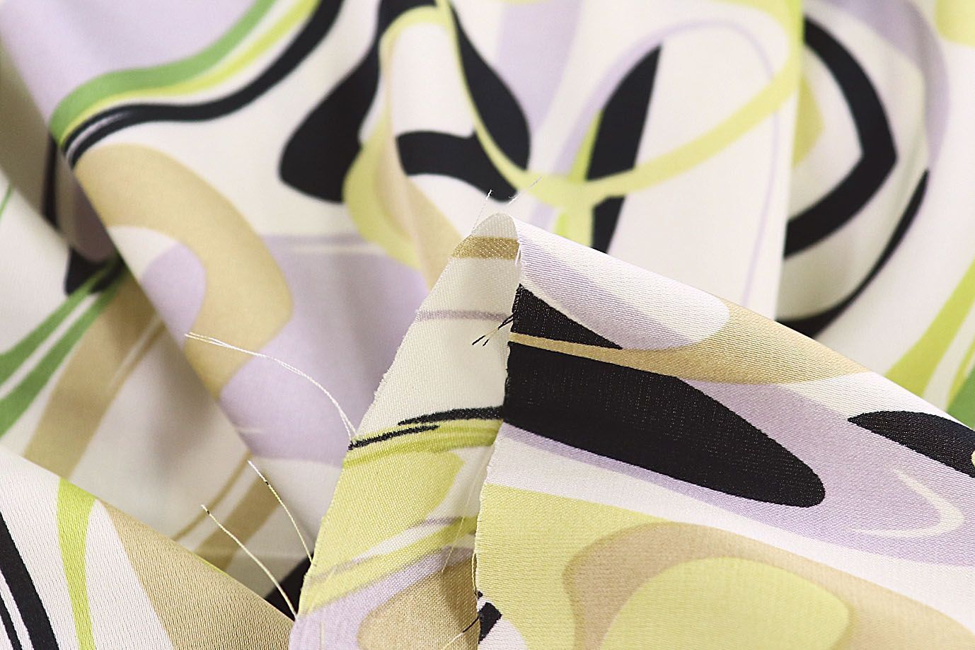 Сатин "Армани" принт/желто-зеленый на молочном 3615-PY/D#4/C#1