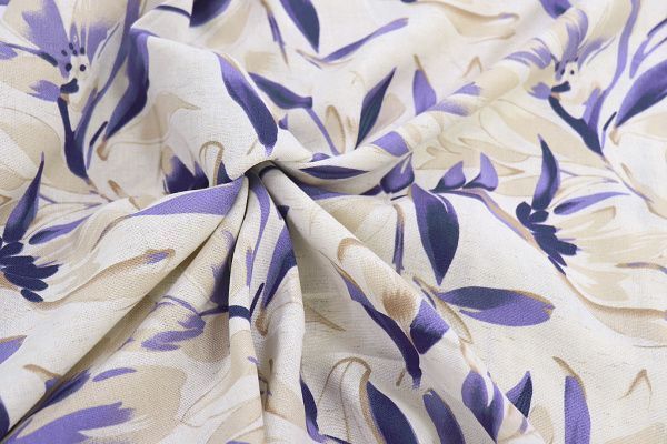 Лен принт/бежево-сиреневый на белом 3859-PY/D#5/C#1