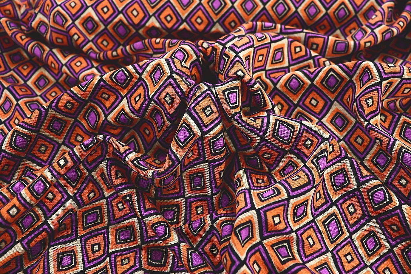 Трикотаж "Модал" принт/оранжево-фиолетовый 3561-PY/D#5/C#1