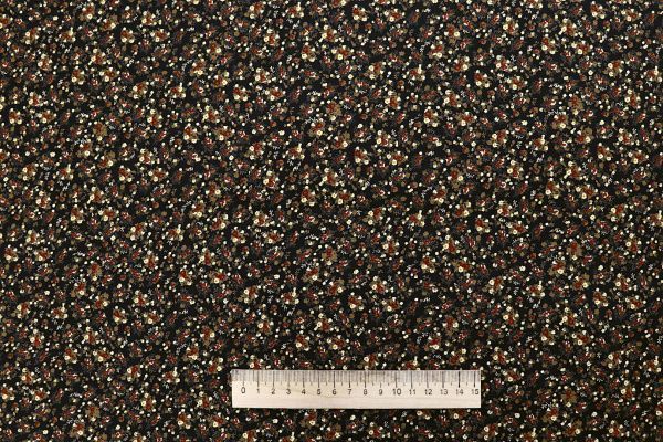 Штапель принт/цветы красно-коричневые на черном 1443-PY/D#8/C#1