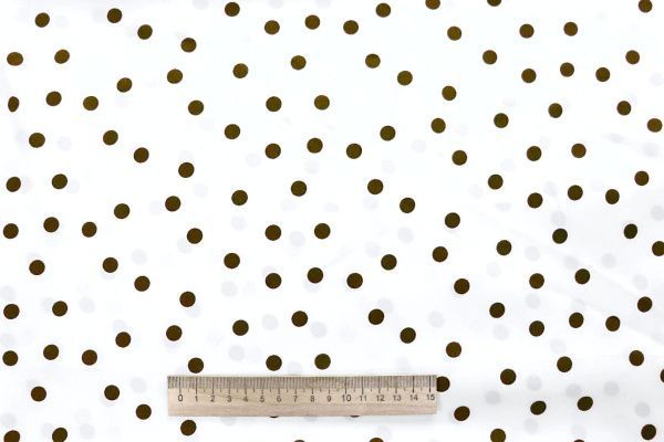 Сатин "Армани" принт/горох коричневый на белом 4184-PY/D#1/C#1