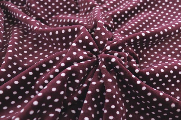 Велюр "Японский" принт/горох белый на бордовом 3582-PY/D#1/C#4 (11395)