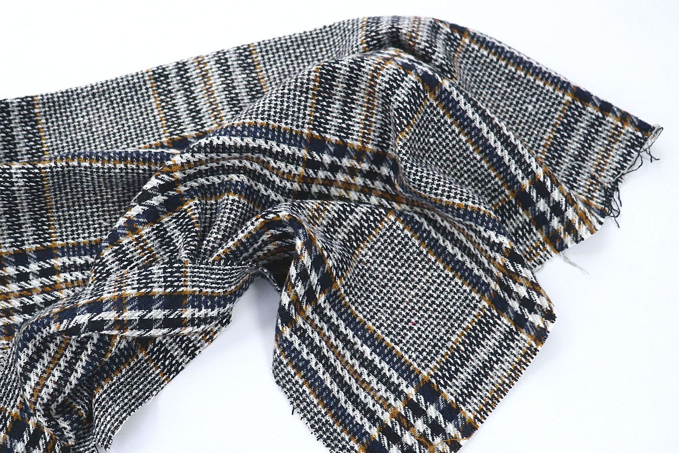 Пальтовая ткань принт/клетка оранжево-синяя AP211001088/D#743-8197B/C#2