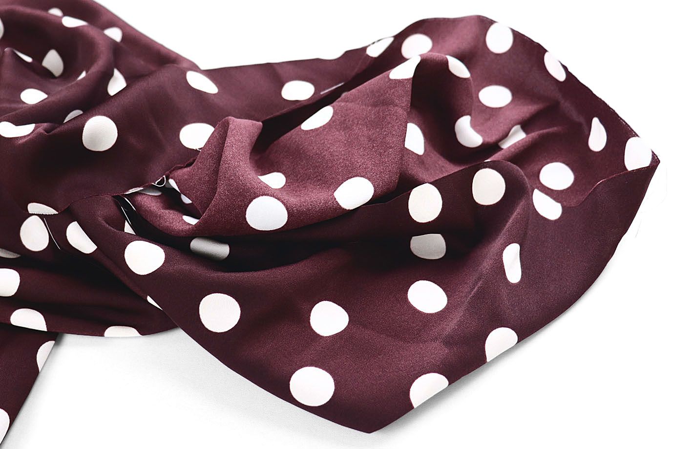 Сатин "Мадонна" стрейч принт/горох белый на бордовом 4034-PY/D#2/C#1