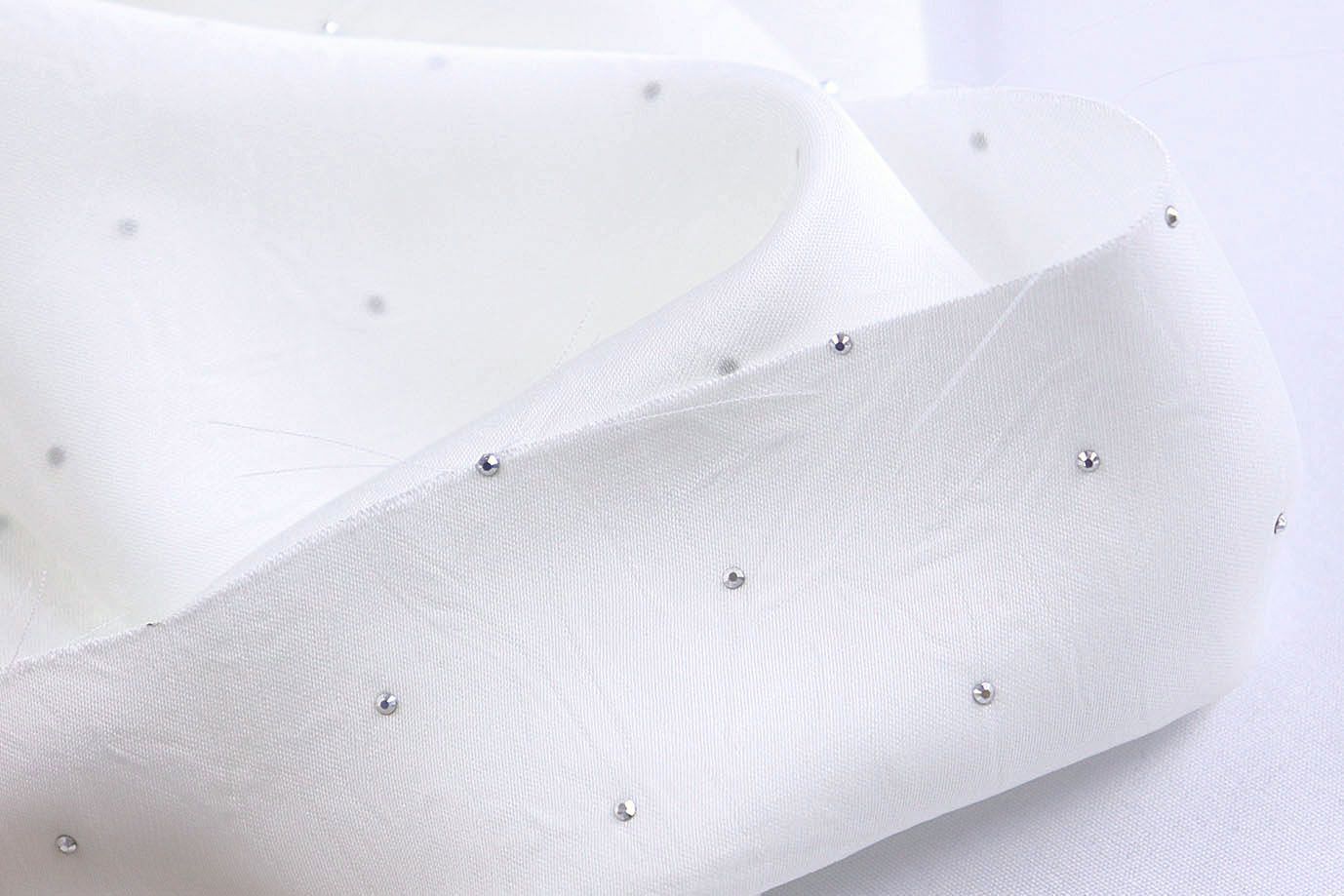 Сатин креш со стразами/белый 12355/C#1