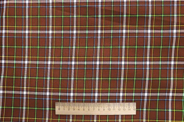 Костюмная ткань принт/клетка темно-коричневая 2581-PY/D#4/C#3