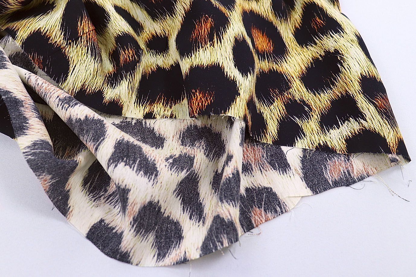 Штапель принт/леопард черно-оранжевый на молочном 1375-PY/D#10/C#1