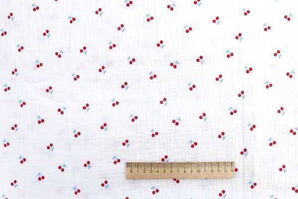 Муслин принт/ягоды красные на белом 1393-PY/D#2/C#1