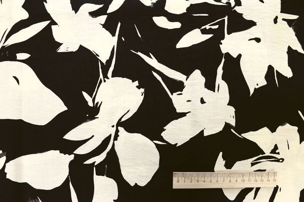 Лен БОХО принт/цветы молочные на черном 4077-PY/D#1/C#2 (12347)
