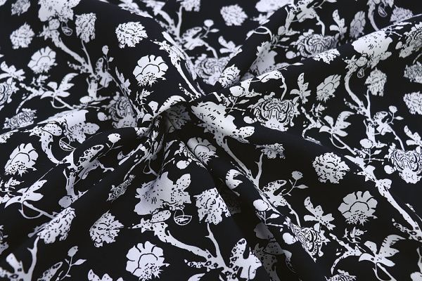 Штапель принт/цветы белые на черном 3860-PY/D#5/C#1