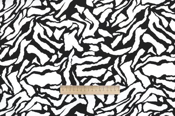 Костюмная ткань "Барби" стрейч принт/черно-белый 3849-PY/D#2/C#1