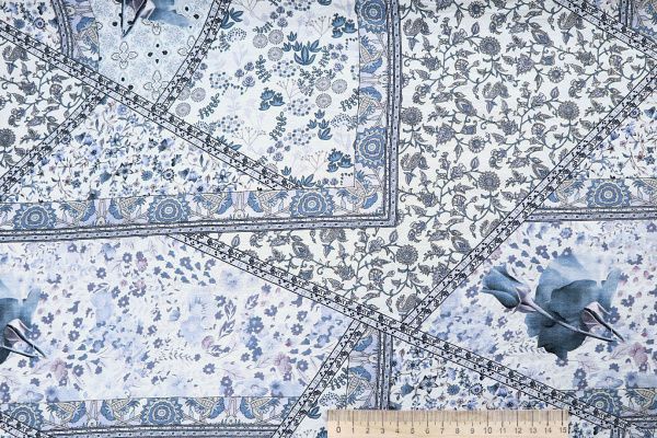 Лен слаб принт/узор сизо-лавандовый на белом 4103-PY/D#1/C#1