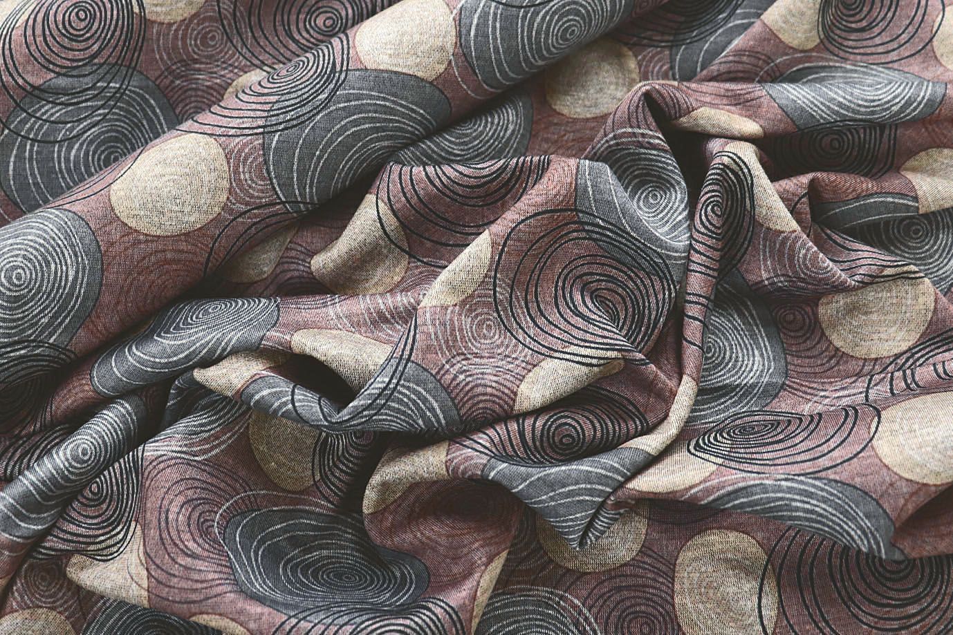 Трикотаж "Модал" принт/серо-бежевый на фиолетовом 1419-PY/D#7/C#1