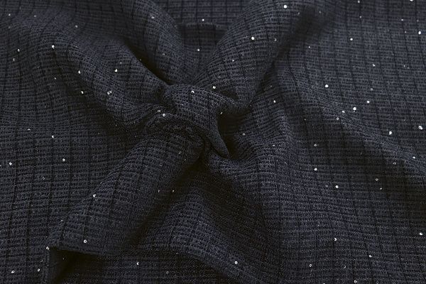Костюмная ткань "Шанель" с пайетками/черный AP50612/D#1361-8120/C#19