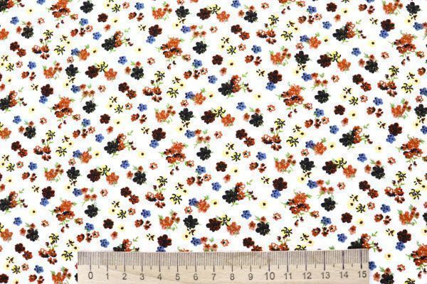Штапель принт/цветы красно-синие на белом 4203-PY/D#41/C#2